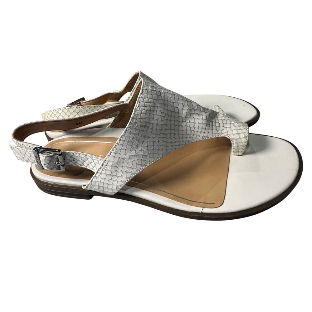 Vionic Ella II White Lizard Print Leather Sandals - Picture 1 of 7